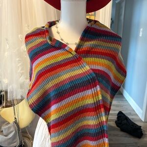 Vibrant Multicolor Striped Women's Poncho